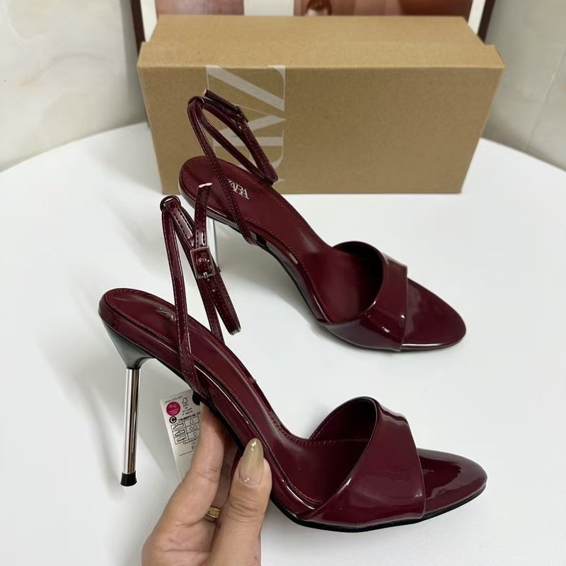 Za Women'S Shoes Low Heel Elegant Socialite High Heels Shallow Mouth Rear Trip Strap Single Shoes - Image 4